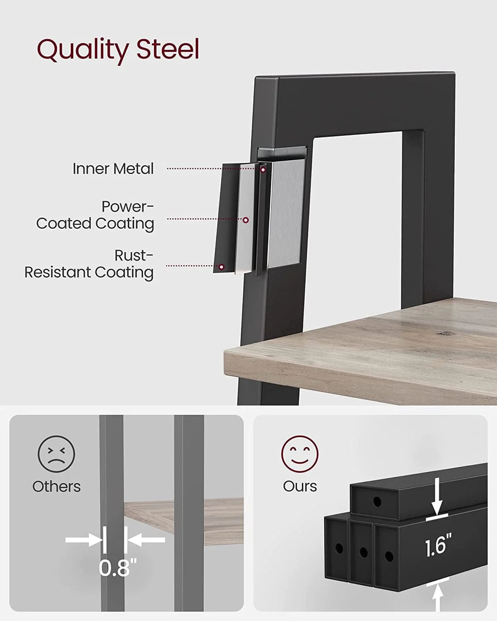 4-Tier Ladder Bookshelf with Steel Frame R3527