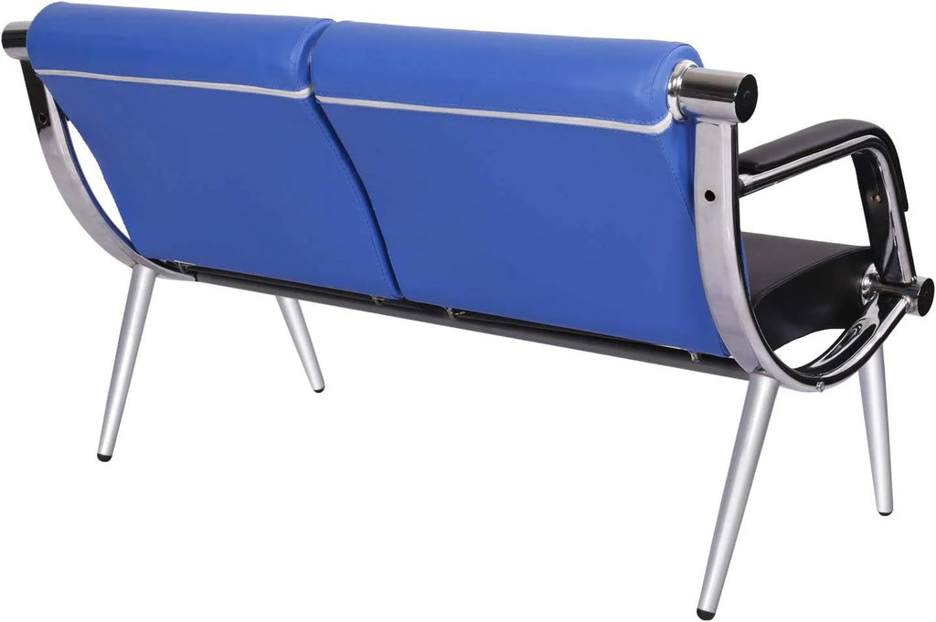 Blue PU Leather 2-Seat Reception Chair Q6365