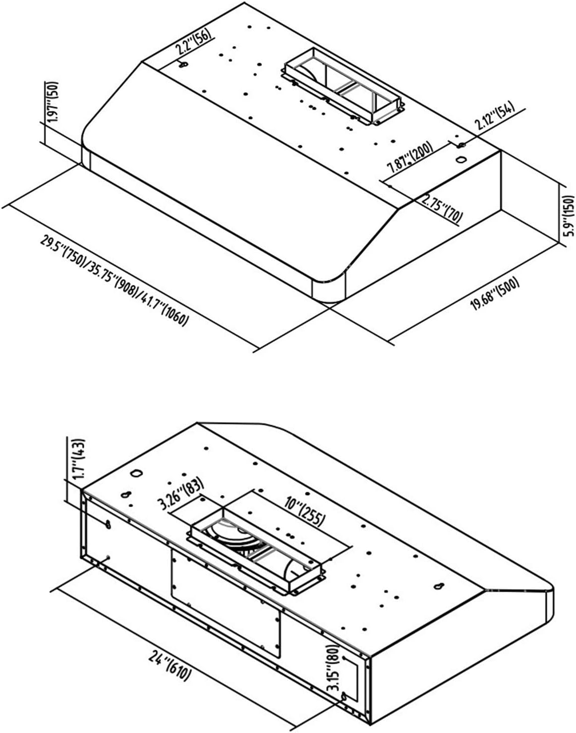 36 Inch Under Cabinet Range Hood with 900-CFM Stainless Steel S3367