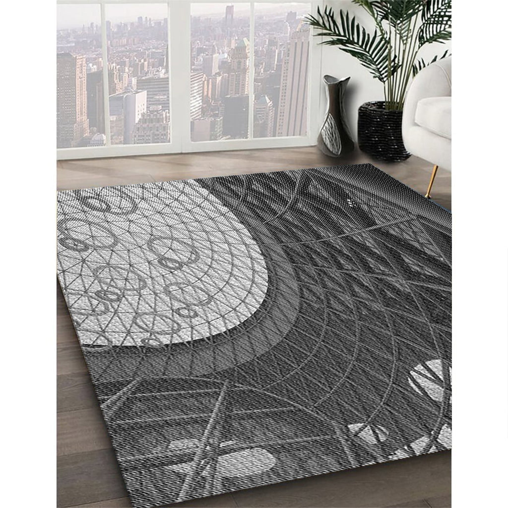 Dark Gray Black Patterned Area Rugs, 5' x 7' K8860