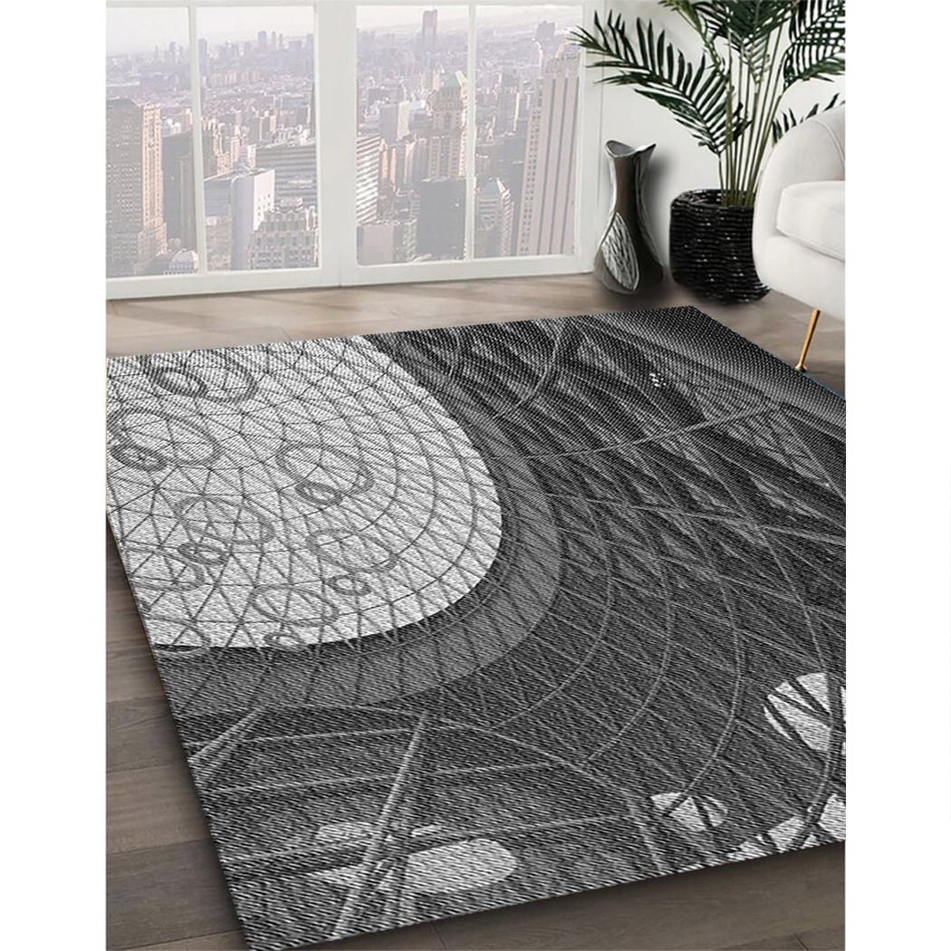 Dark Gray Black Patterned Area Rugs, 5' x 7' K8860