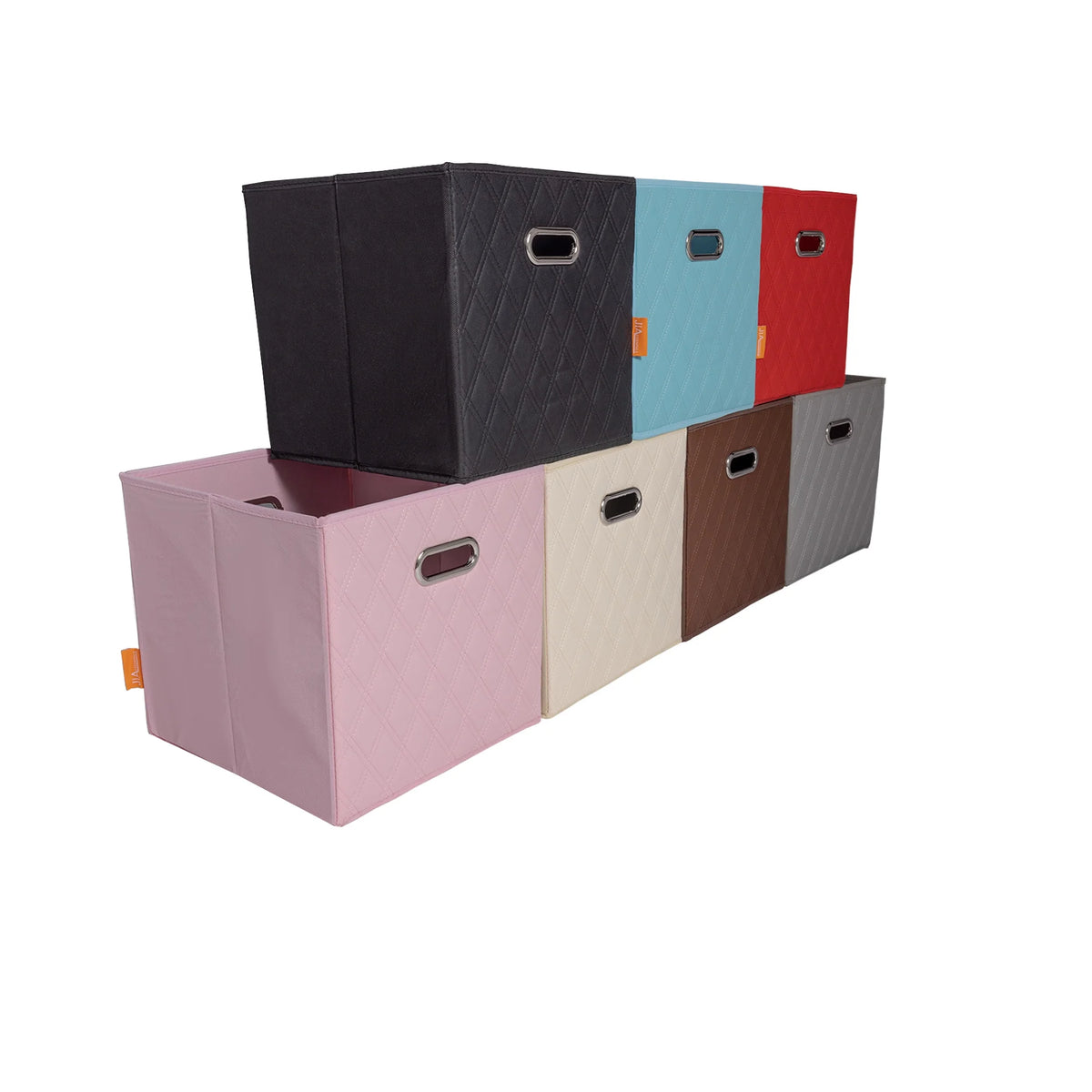 Gray Foldable Faux Leather Storage Cube Bins Set of Four D103