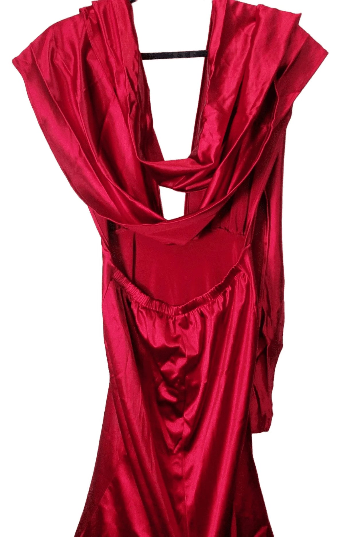 Red Medium V Neck Sleeveless Long Halter Dress A5975