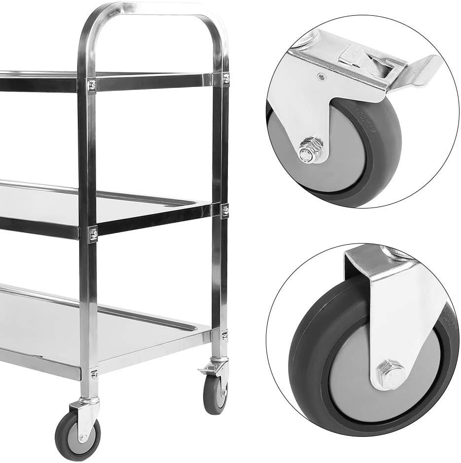 3 Tier Stainless Steel Utility Cart with Wheels K7245
