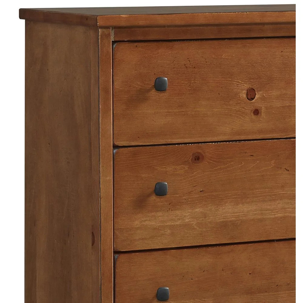 Cinnamon Pine 6 Drawer Wood Dresser U7318