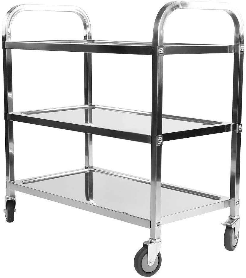 3 Tier Stainless Steel Utility Cart with Wheels K7245