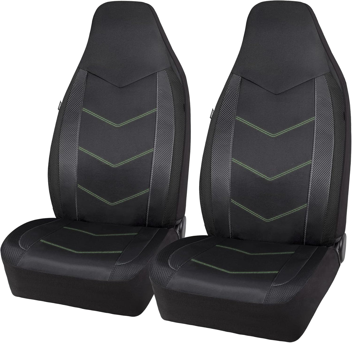 High Back Car Seat Covers Carbon Fiber Mesh Airbag Compatible 2PCS V403386