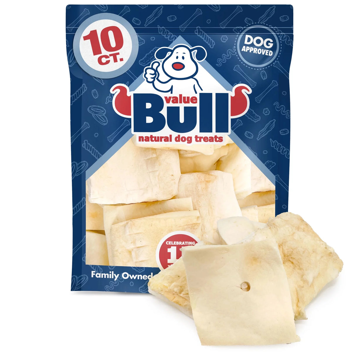 Beef Cheek Chips for Dogs 4x4 Inch 10 Count I4579