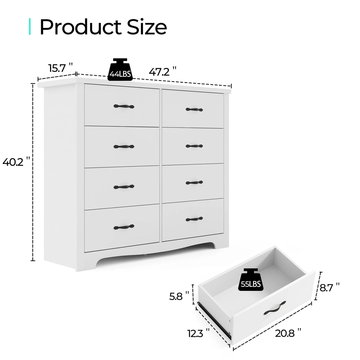 Black 6 Drawer Dresser J548105