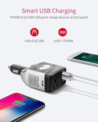 150W Power Inverter 12V to 110V Car Charger Power Adapter N65838
