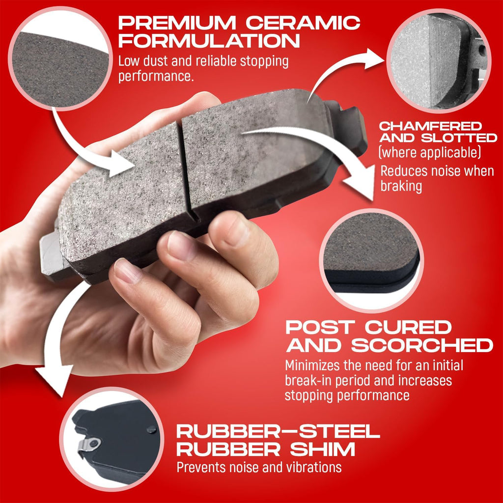 Front Rear Ceramic Brake Pads and Rotors Kit W281