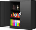 Locking Metal Cabinet with 2 Doors, 4 Adjustable Shelves, Black P3468