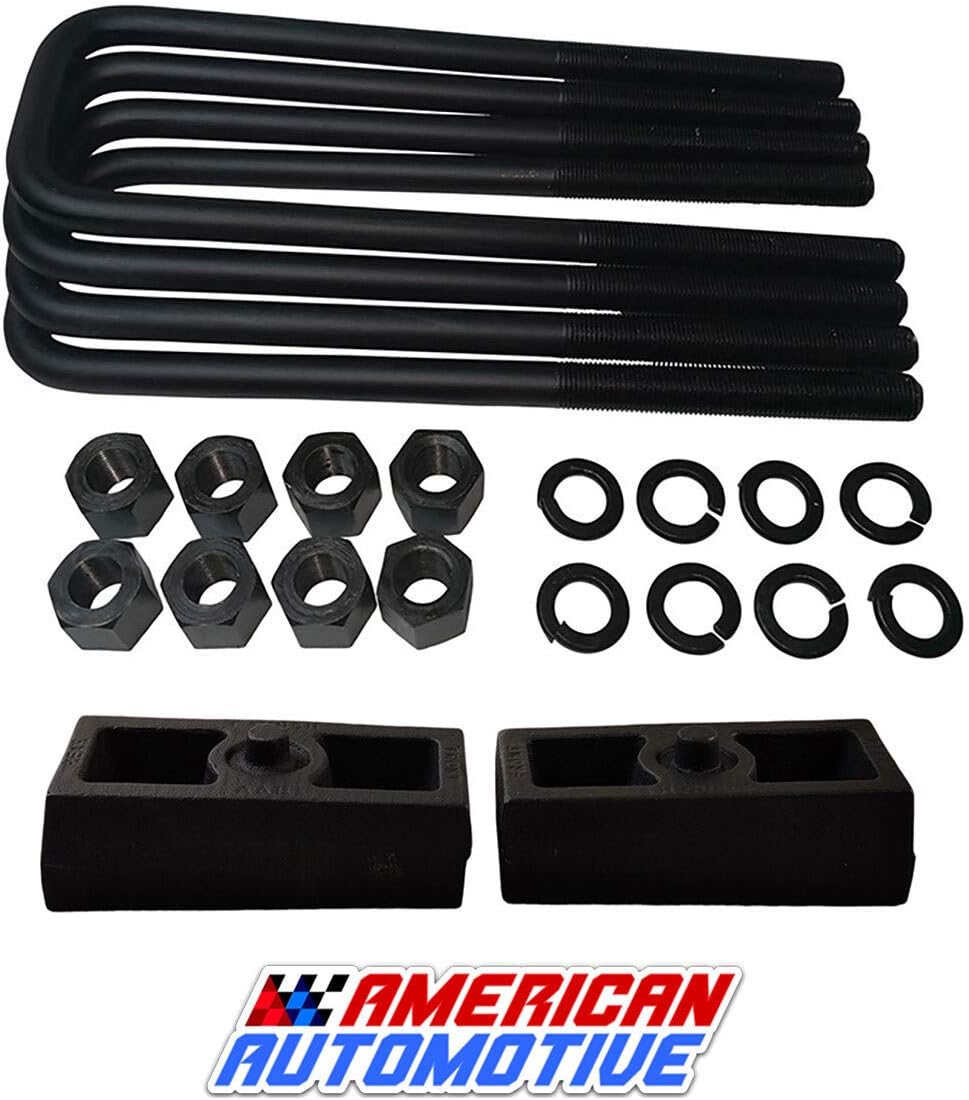 2 Rear Suspension Lift Solid Cast Iron Blocks Extra Long 12.5 Square Leaf Spring Axle U Bolts Z264385