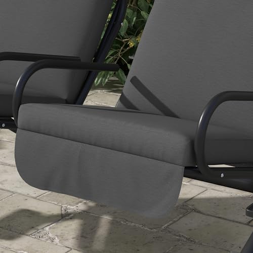 Patio Swing Chair with 2 Separate Seats, Removable Canopy and Cup Holders, Gray P799