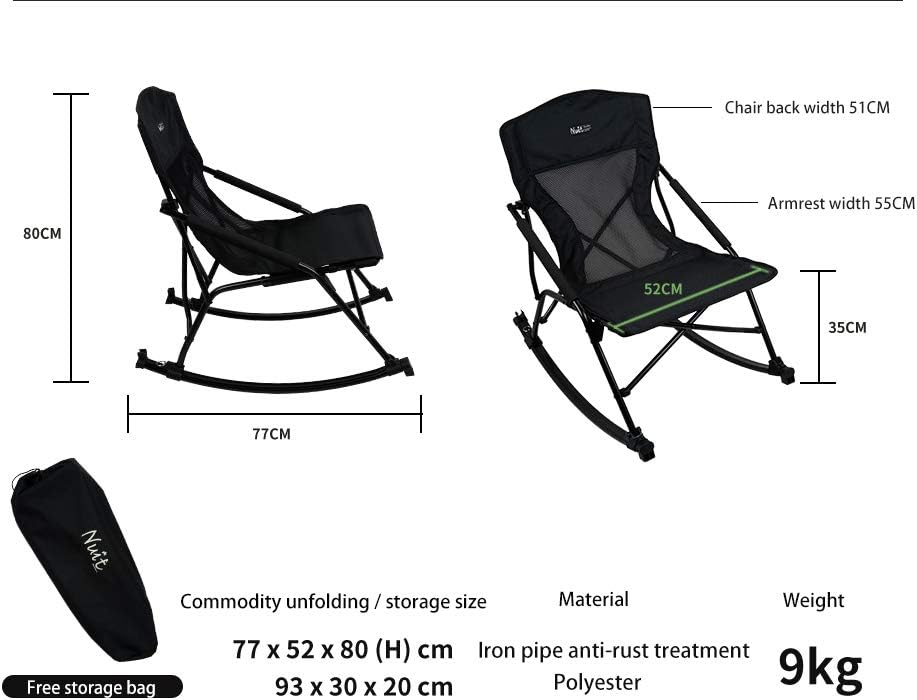 Black Rocking Camping Chair with Carry Bag Z11722
