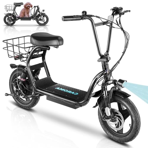 Electric Scooter with Seat, 14" Tires Foldable with Basket B40345