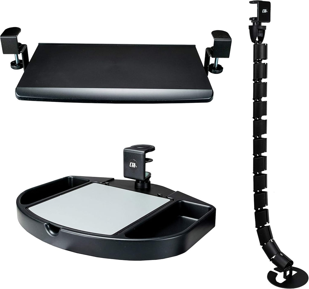 Black Heavy-Duty Metal Desk Organizer Bundle with Keyboard Tray E6156