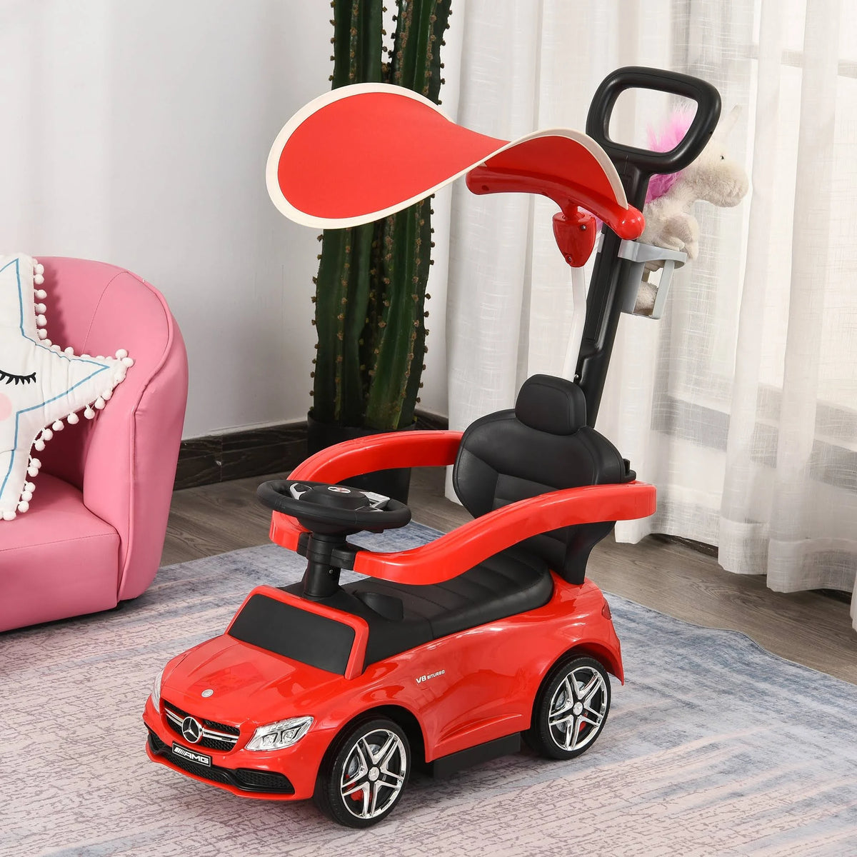 Red 3 in 1 Ride on Push Car with Canopy Q121