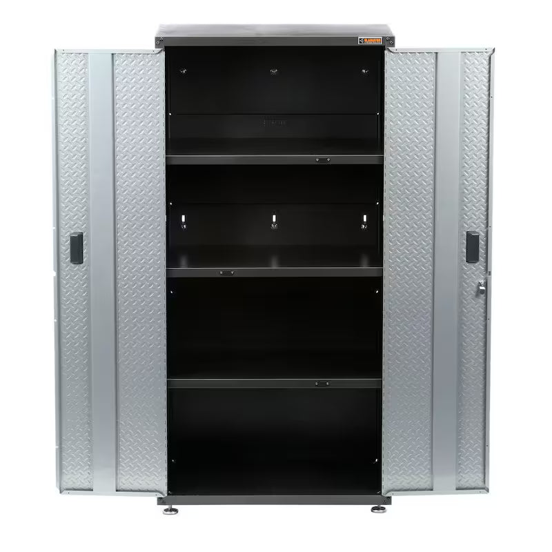 Steel Freestanding Garage Cabinet in Silver Tread E5295