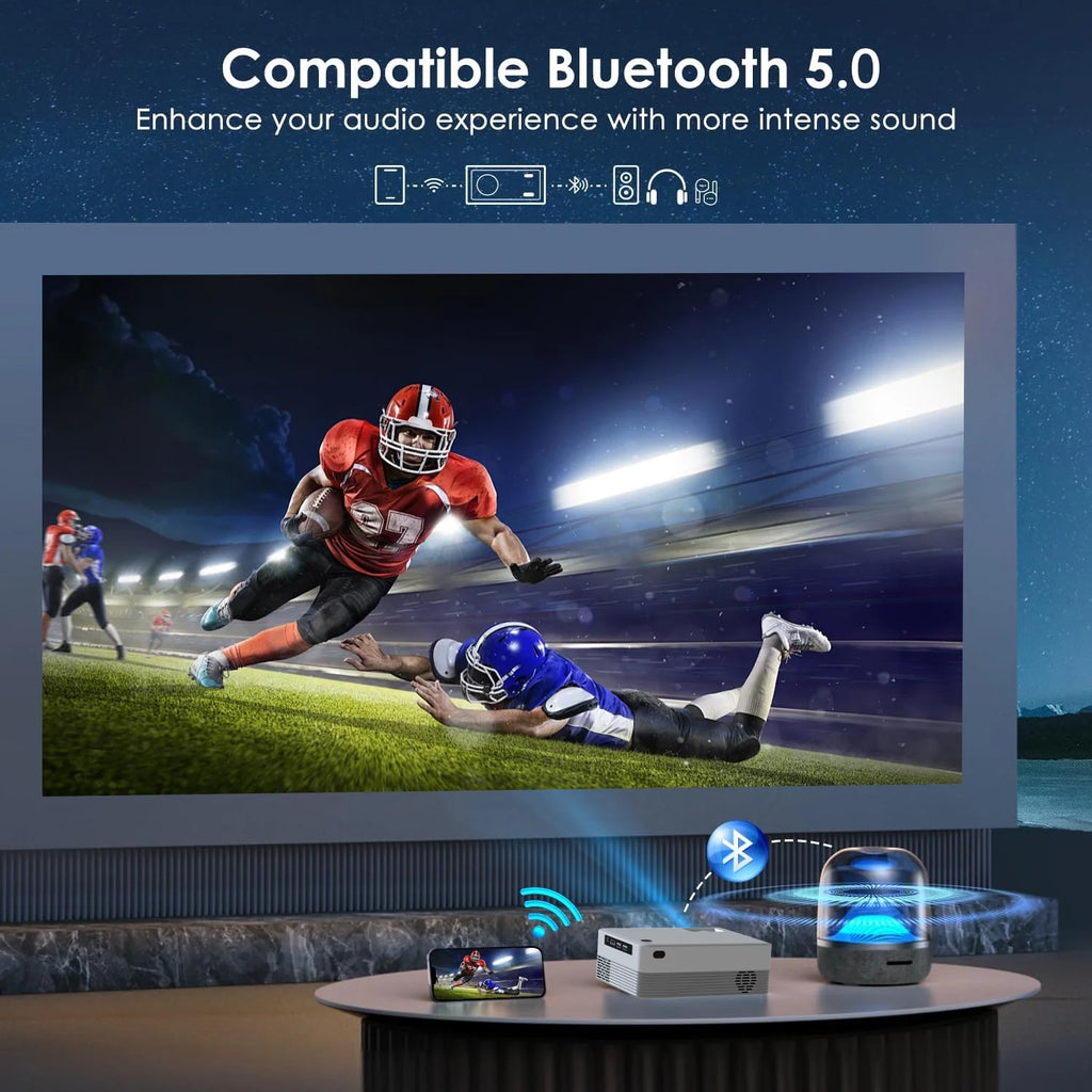 5G WIFI Bluetooth Mini Projector with Native 1080p Support 4k resolution E34976