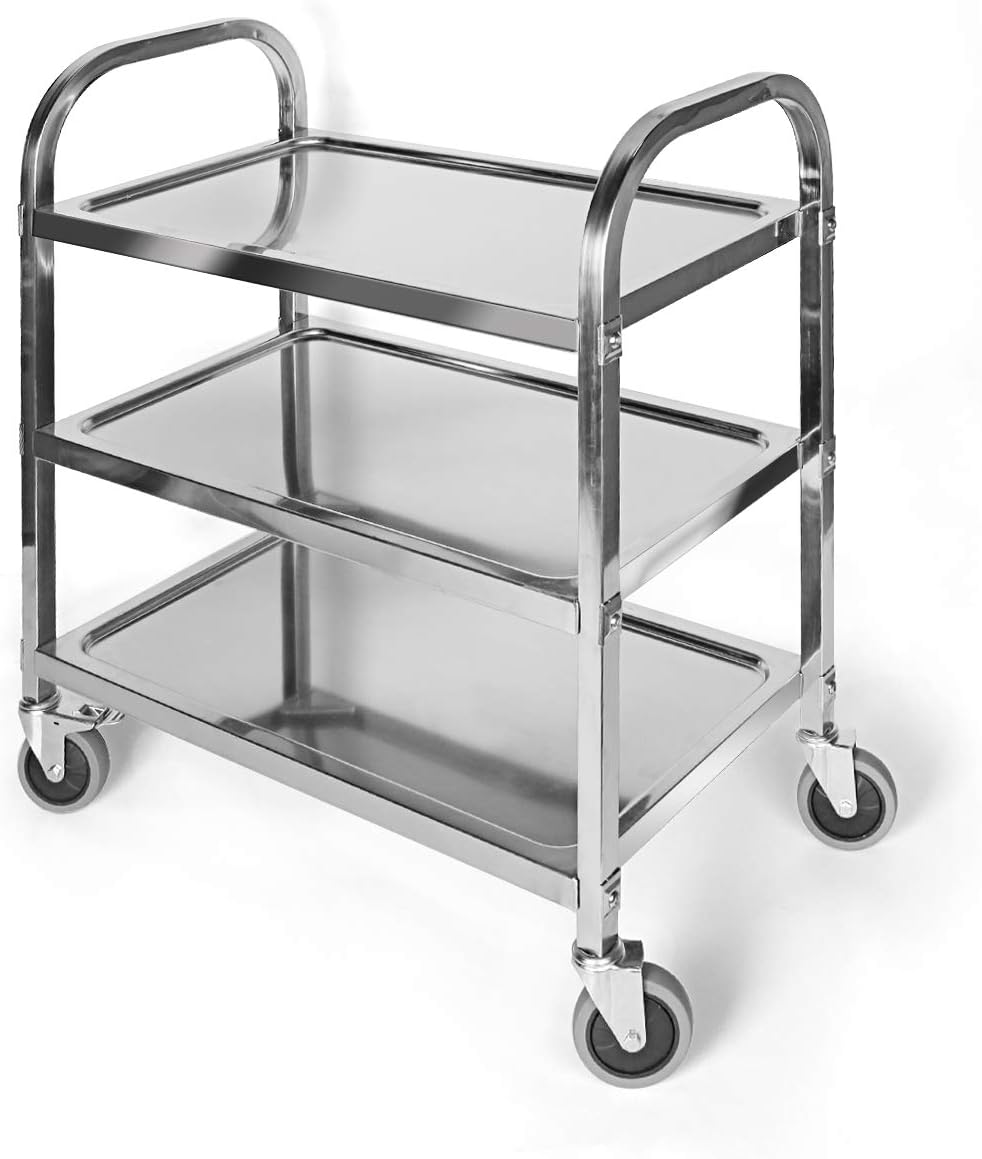 3 Tier Stainless Steel Utility Cart with Wheels K7245