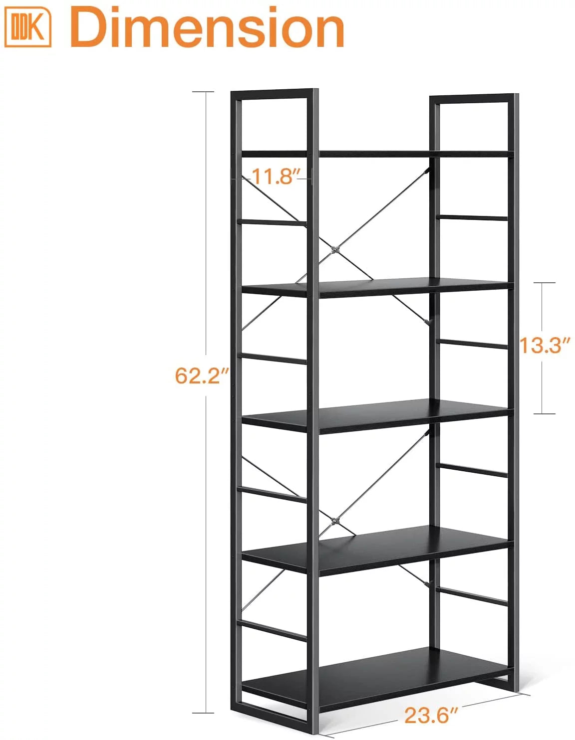 Black 5 Tier Metal Ladder Bookshelf M938659
