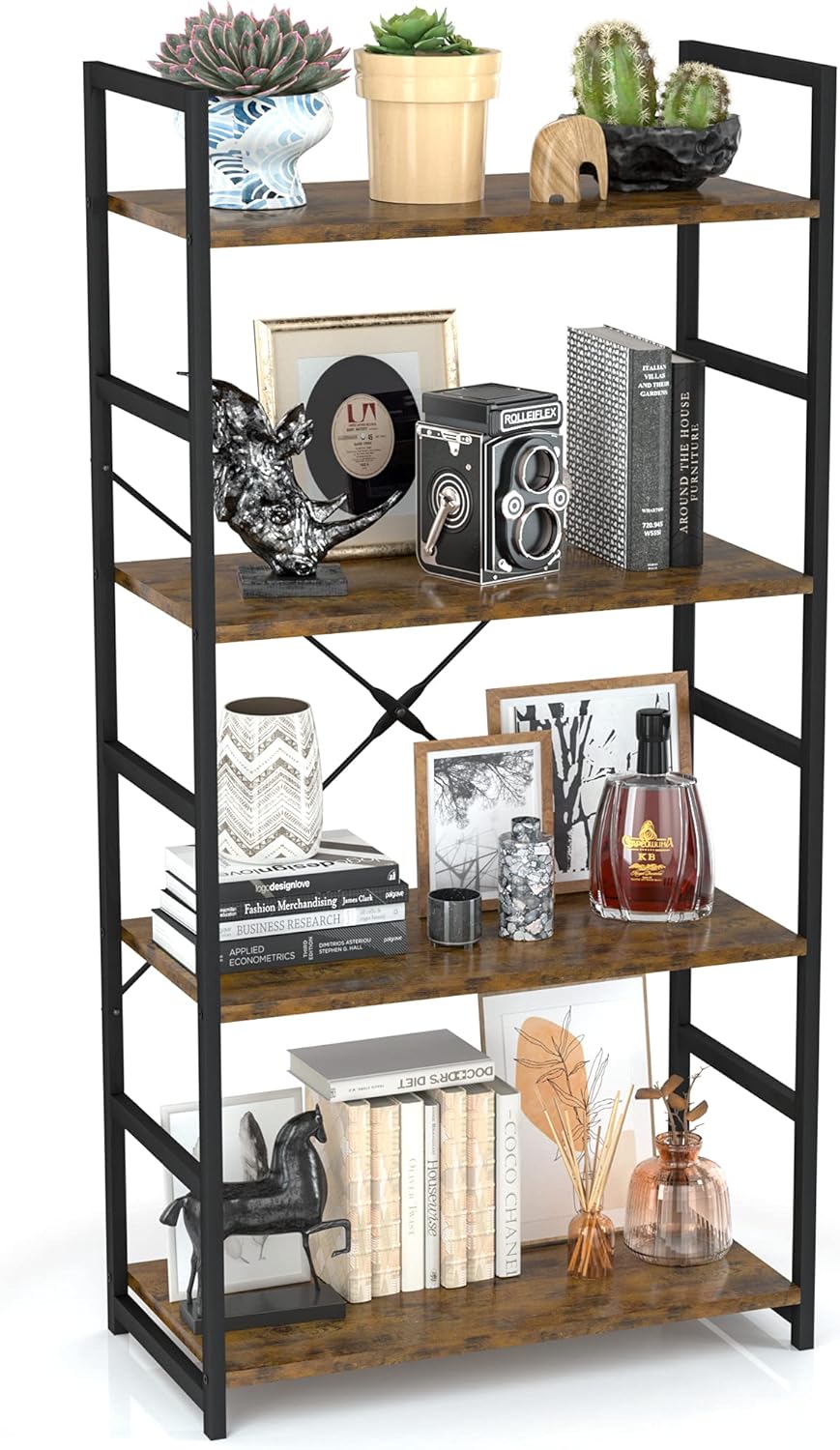 4 Tier Industrial Metal Bookcase Q662