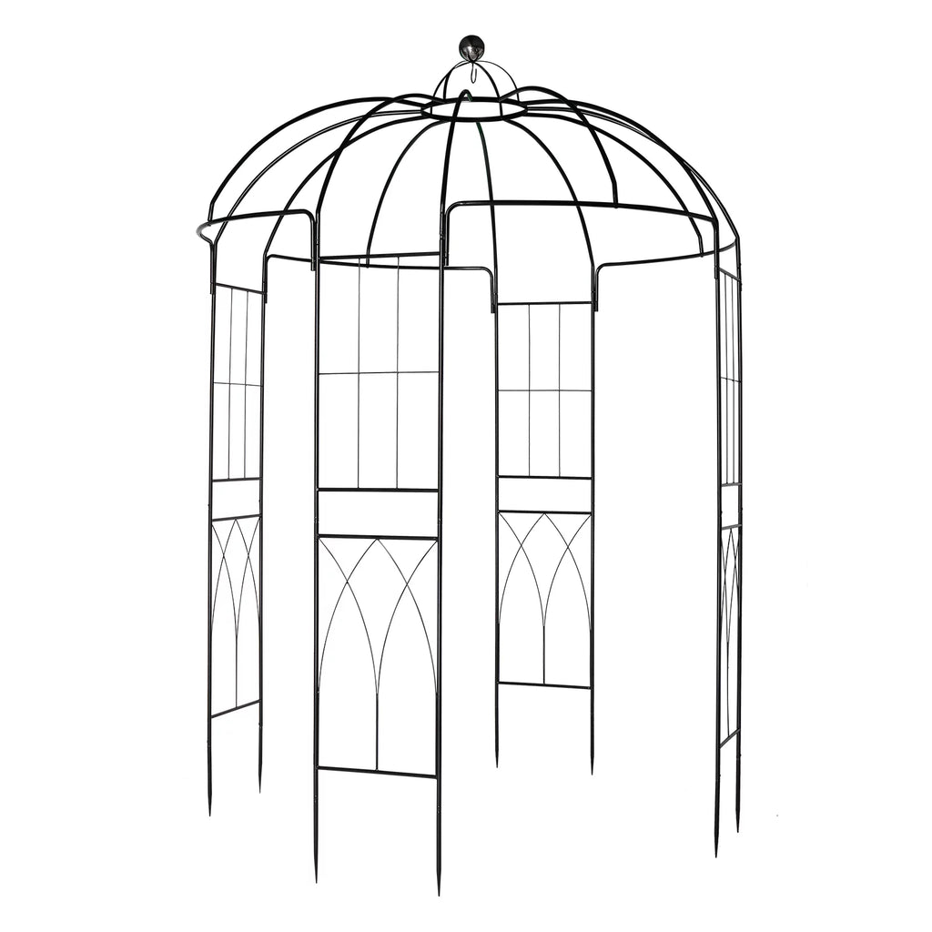 Black Outdoor Trellis Planter with Stakes U156