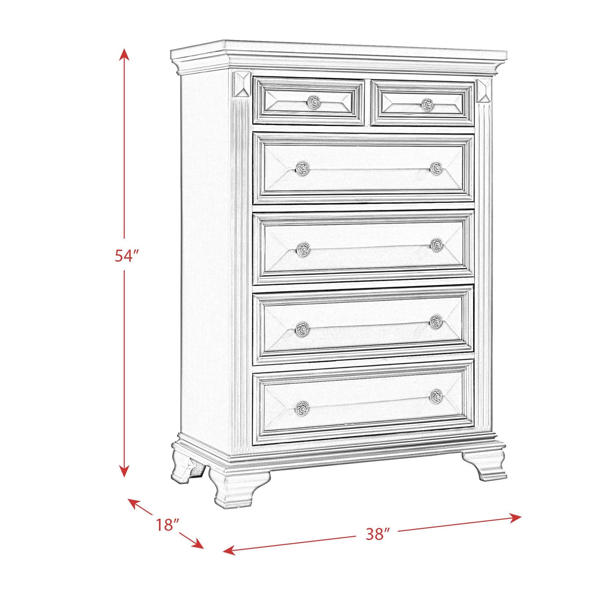 6 Drawer Chest in Antique Black X491