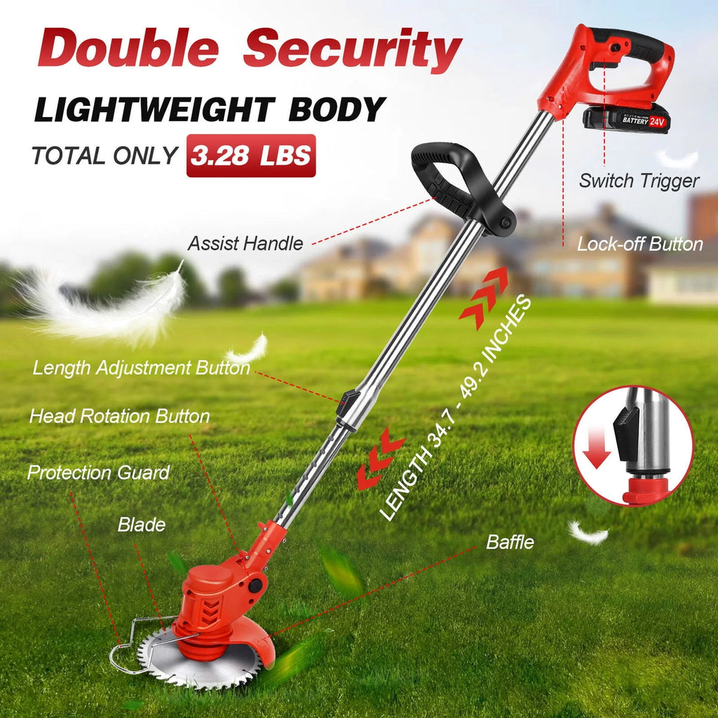 Cordless Electric Grass Trimmer with Wheels A699