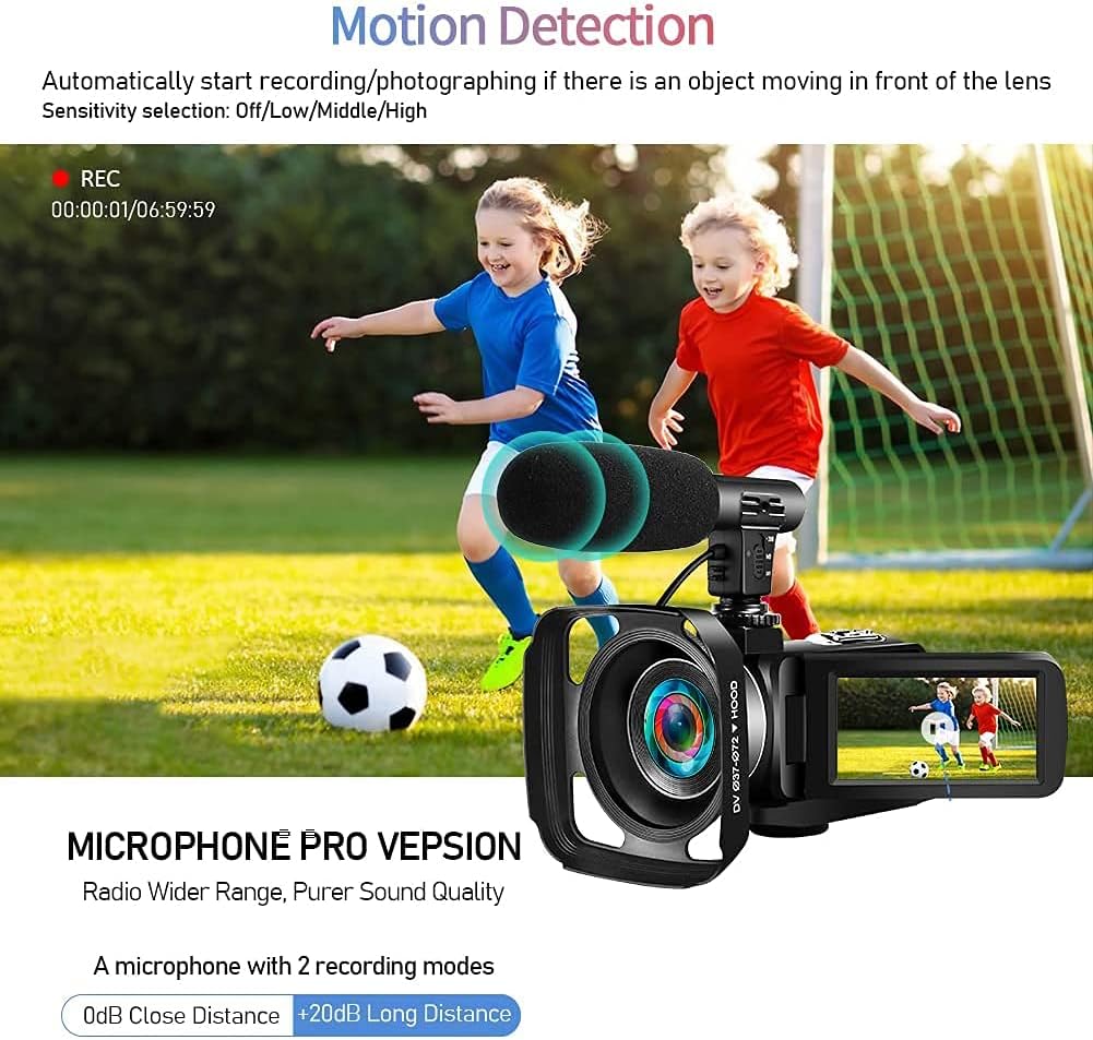2.7K 30FPS 30MP IR Night Vision Camcorder with 2.4G Remote and Microphone F345