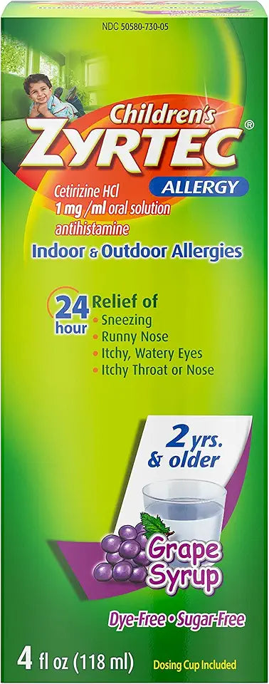 Children's Allergy Syrup, Dye-Free, Sugar-Free Grape, 4 Ounce M484