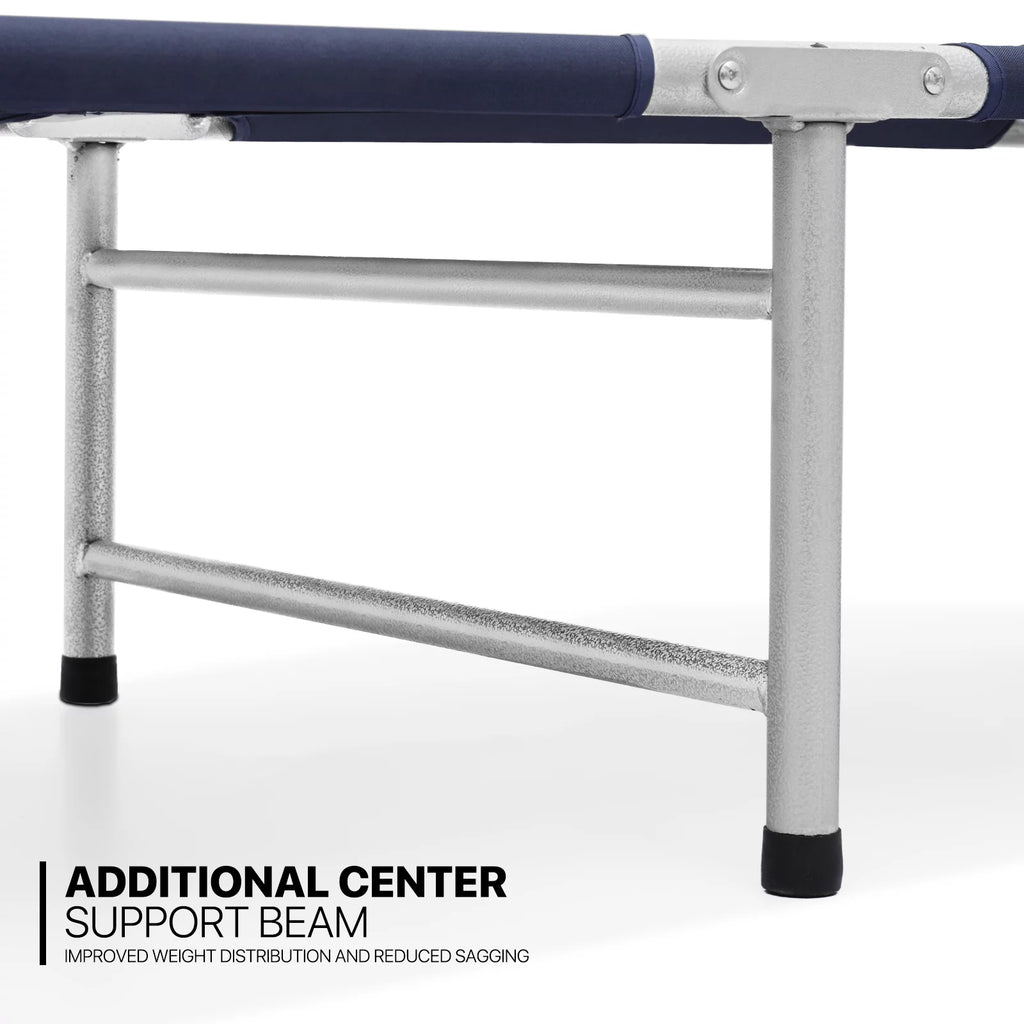 Navy Blue Portable Folding Camping Cot with Pillow and Carry Bag E2915