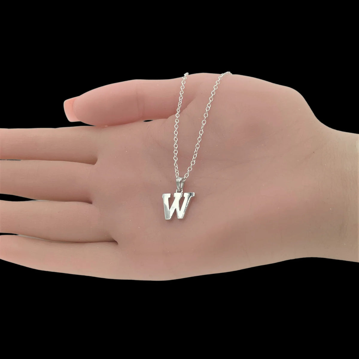 W Initial Pendant Necklace 925 Sterling Silver Y12470