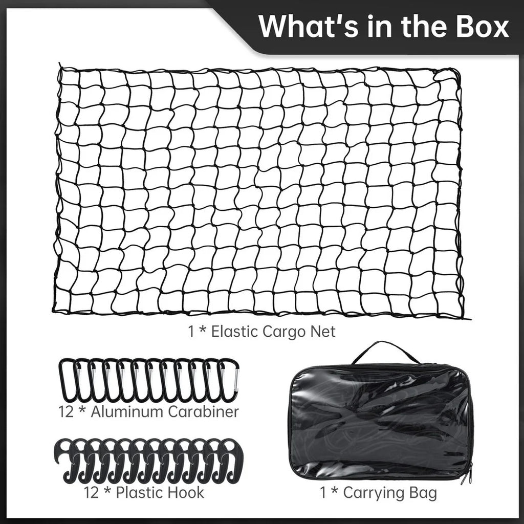 Stretchable Cargo Net with 12 Carabiners, 4 x 6 Ft Stretches to 12 x 18 Ft N1756