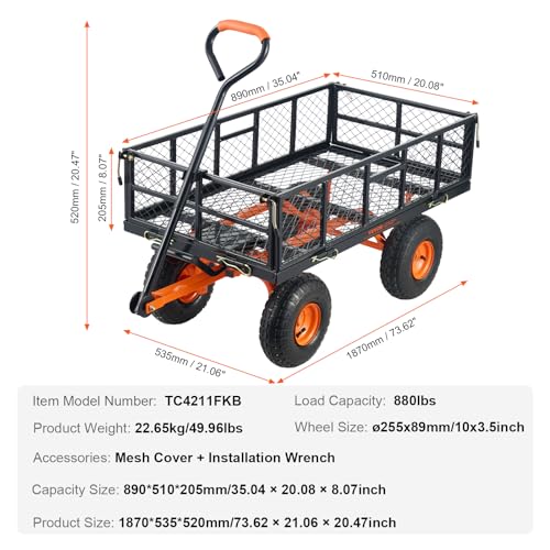 400lbs Steel Garden Dump Cart with Removable Sides S8711