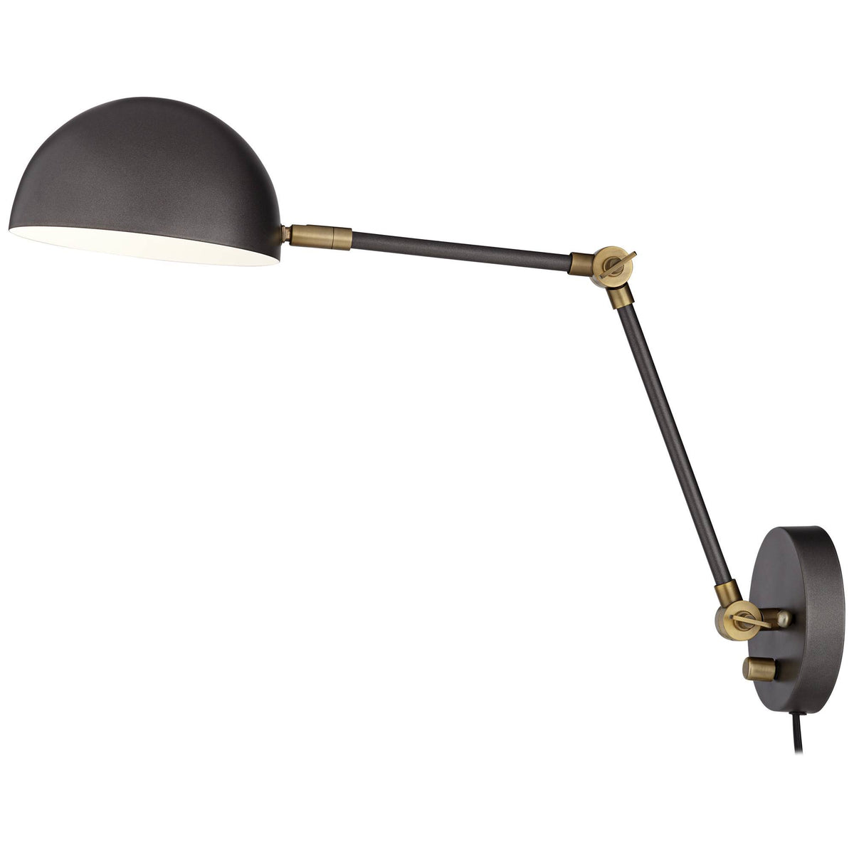 Industrial Swing Arm Wall Lamp Gunmetal Brass Plug-In Light Fixture Adjustable Y99817