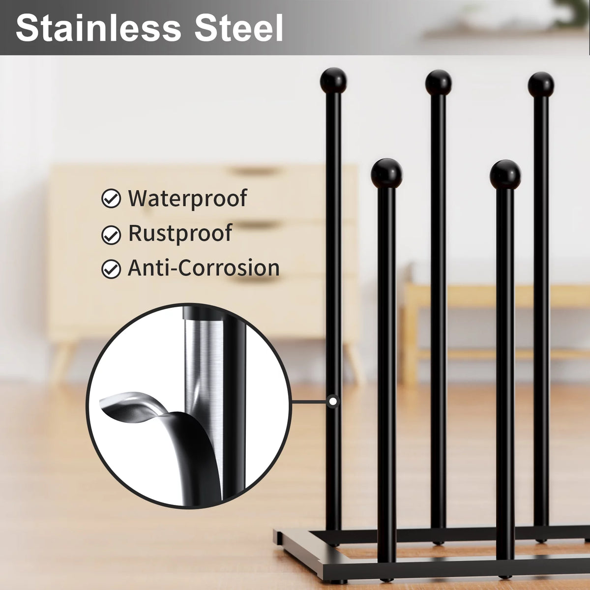 Black Metal Free Standing Shoe Rack for 4 Pairs T56038