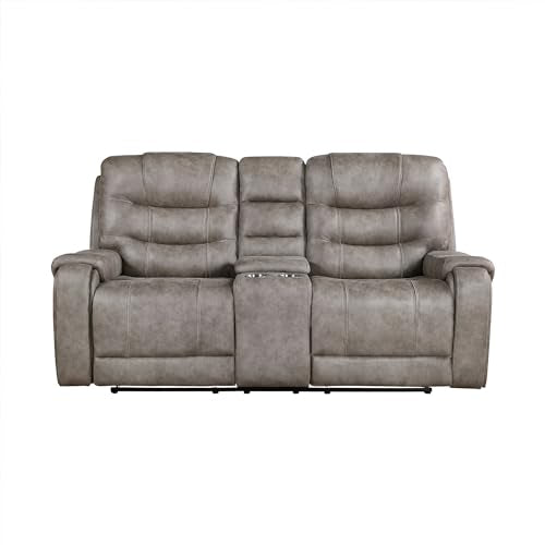 Grayish Brown Microfiber Recliner Sofa H535