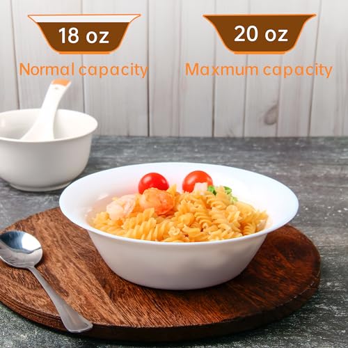 20 OZ Tempered Glass White Soup Bowls Set of 8 H9121