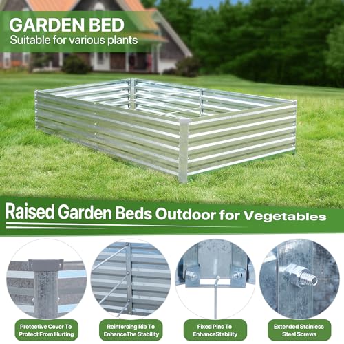 Galvanized Raised Garden Bed 8x4x1.5FT Metal Deep Planter R46674