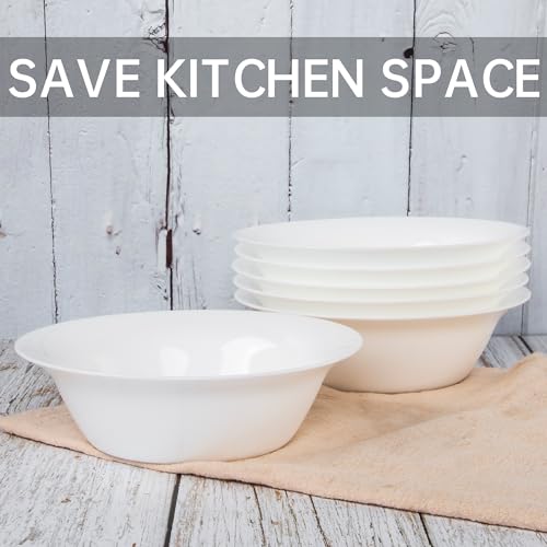 20 OZ Tempered Glass White Soup Bowls Set of 8 H9121