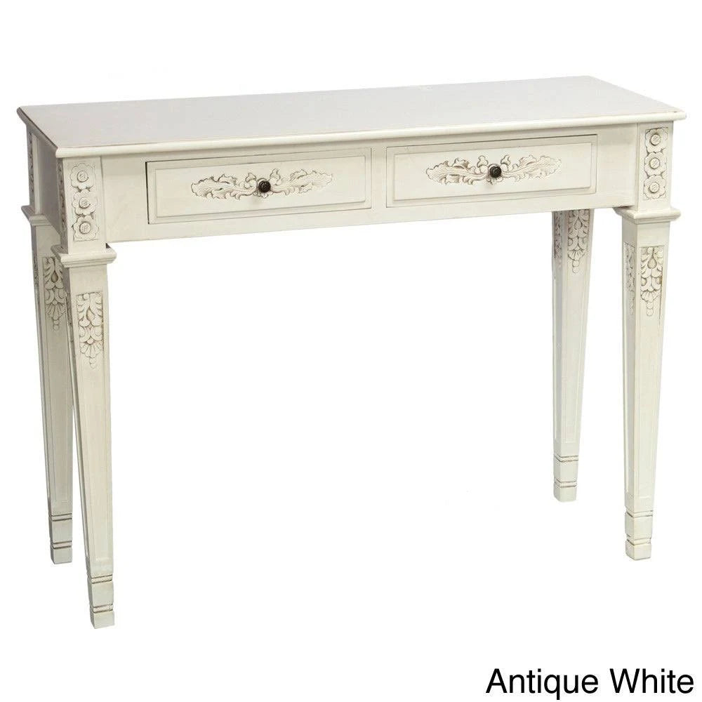 Antique White Two Drawer Rectangular Console Table W49373