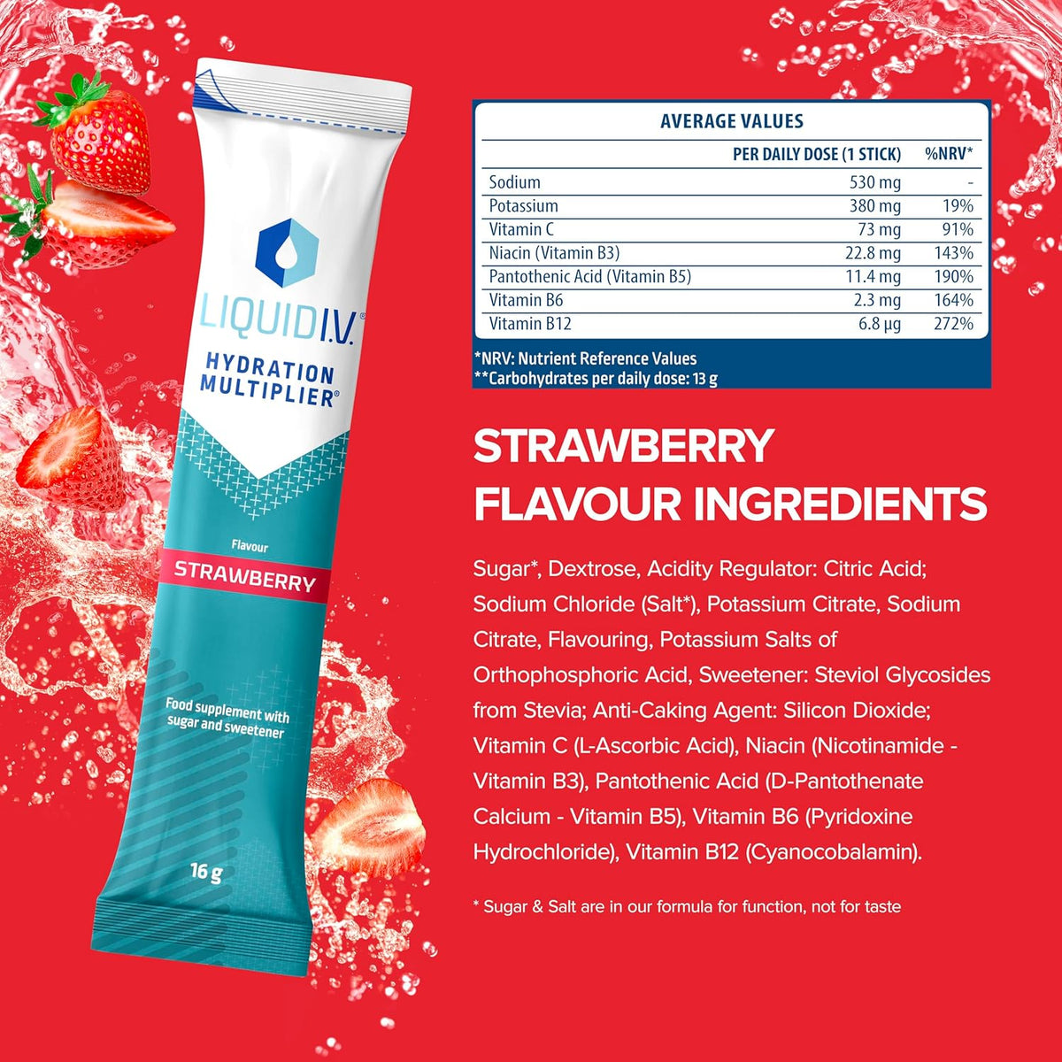 Strawberry Electrolyte Powder Mix, 15 Sachets C294473