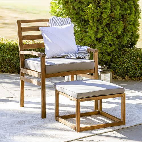 Acacia Wood Patio Chair with Ottoman K692