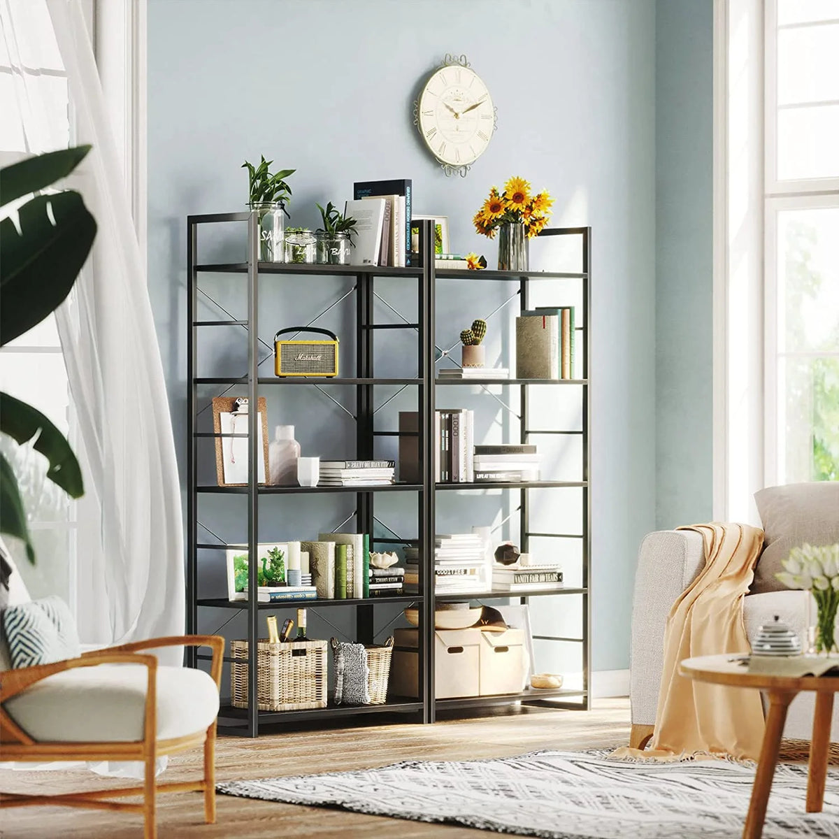 Black 5 Tier Metal Ladder Bookshelf M938659