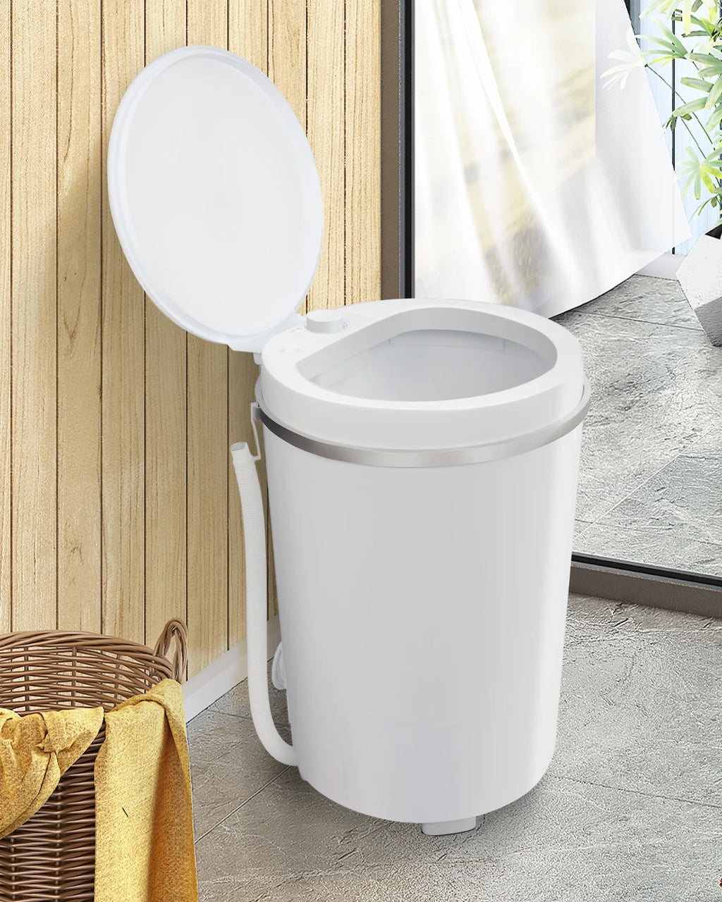 9lbs Mini Portable Washing Machine with Spiner Basket, White U282