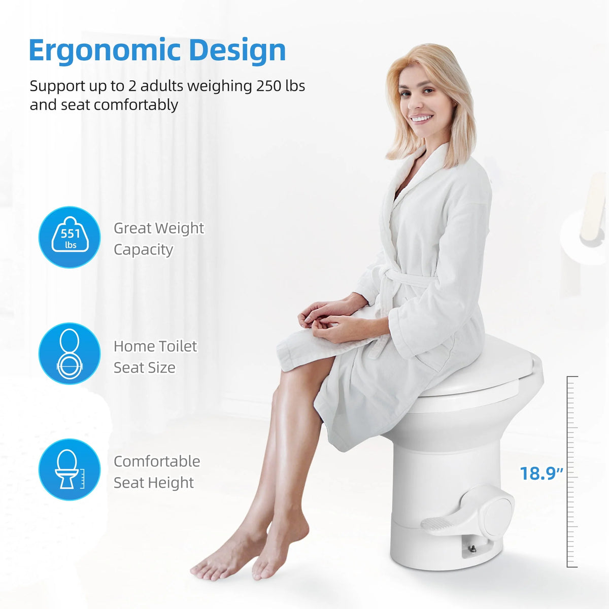 Portable RV Toilet with Pedal Flush White N74468