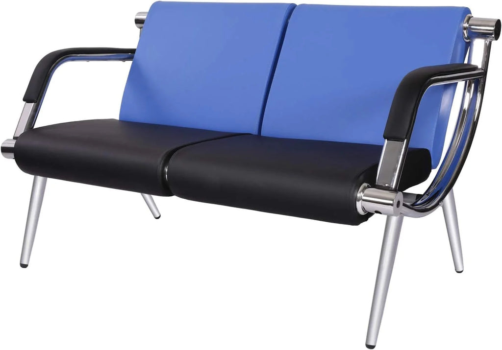 Blue PU Leather 2-Seat Reception Chair Q6365