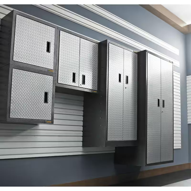 Steel Freestanding Garage Cabinet in Silver Tread E5295